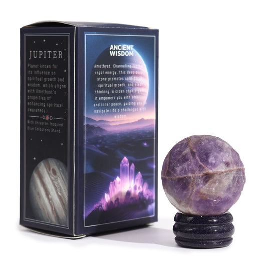 Ametyst Planet on a Sola Goldstone Stand (JUPITER) - Luna Temple