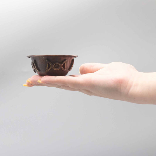 Antique Copper Ritual Bowl with Triple Moon - Luna Temple