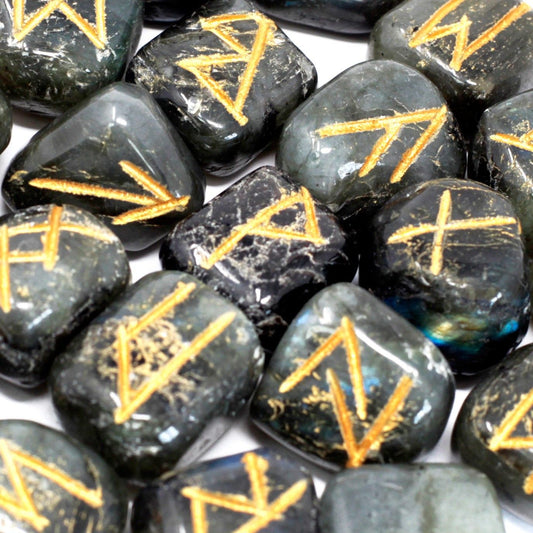 Rune Stone Set in Pouch – Labradorite