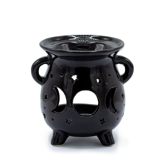 Cauldron Oil Burner – Moon Phase – Black - Luna Temple