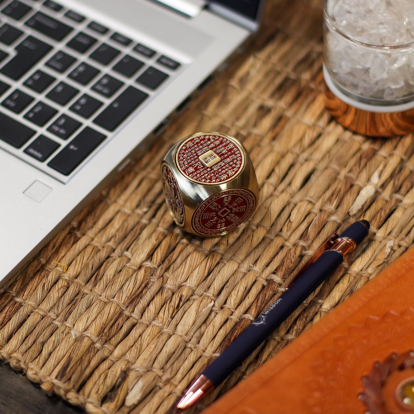 Feng Shui Fortune - Red & Brass Prosperity Cube - Flat - Luna Temple