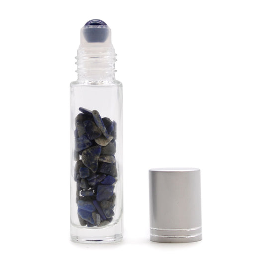 Gemstone Essential Oil Roller Bottle - Sodalite - Silver Cap - Luna Temple