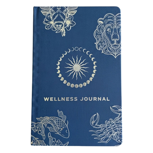 Midnight Blue Wellness Journal - 120 pages - Silver Zodiac - Luna Temple