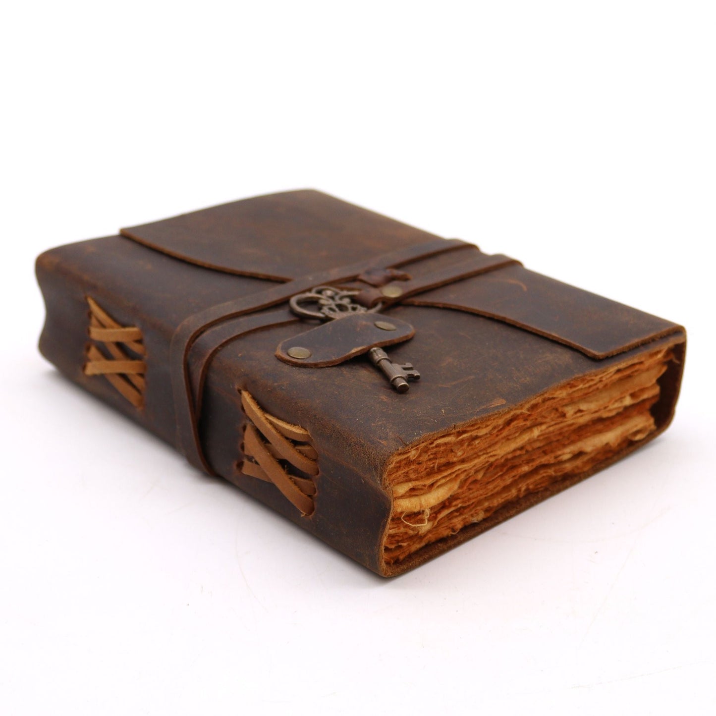 Oiled Leather Journal with Key - Luna Temple