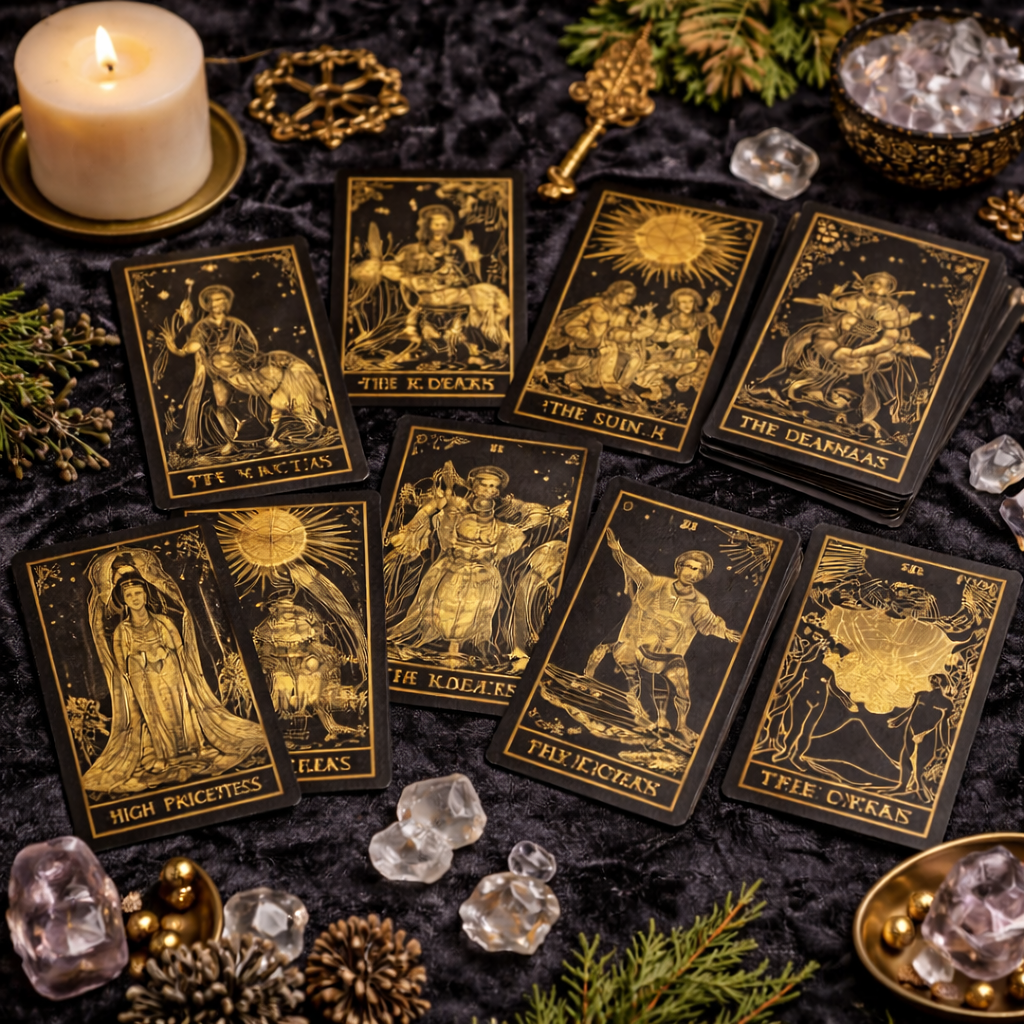 gold foil tarot cards