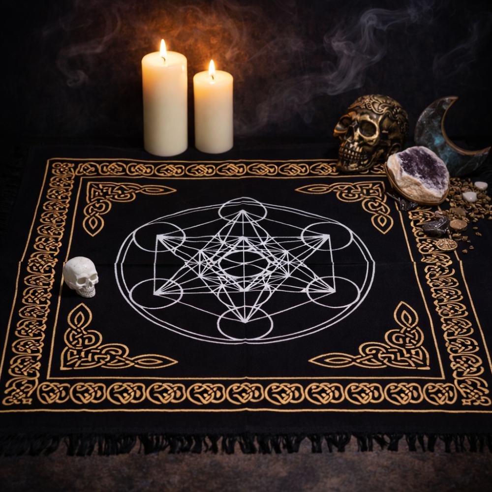 Esoteric Fringed Altar Cloth - Chakra Chart