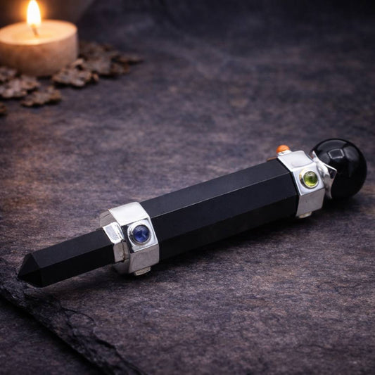 Hexagonal Crystal Healing Wand – Black Agate