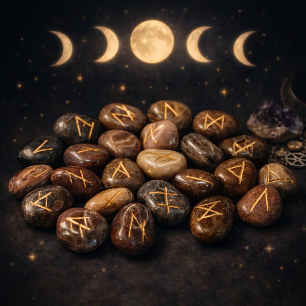 Rune Stone Set in Pouch – Fancy Jasper