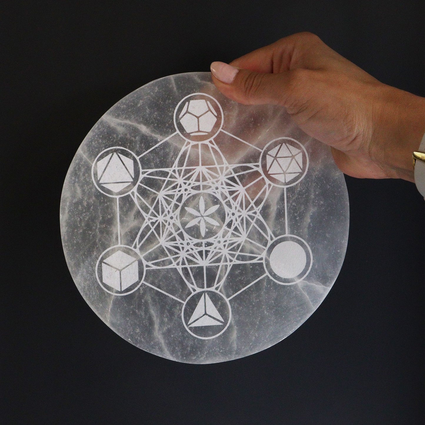 Selenite Charging Plate – Sacred Geometry