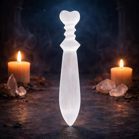 Selenite Lrg Ritual Knife - Spiral (25cm)