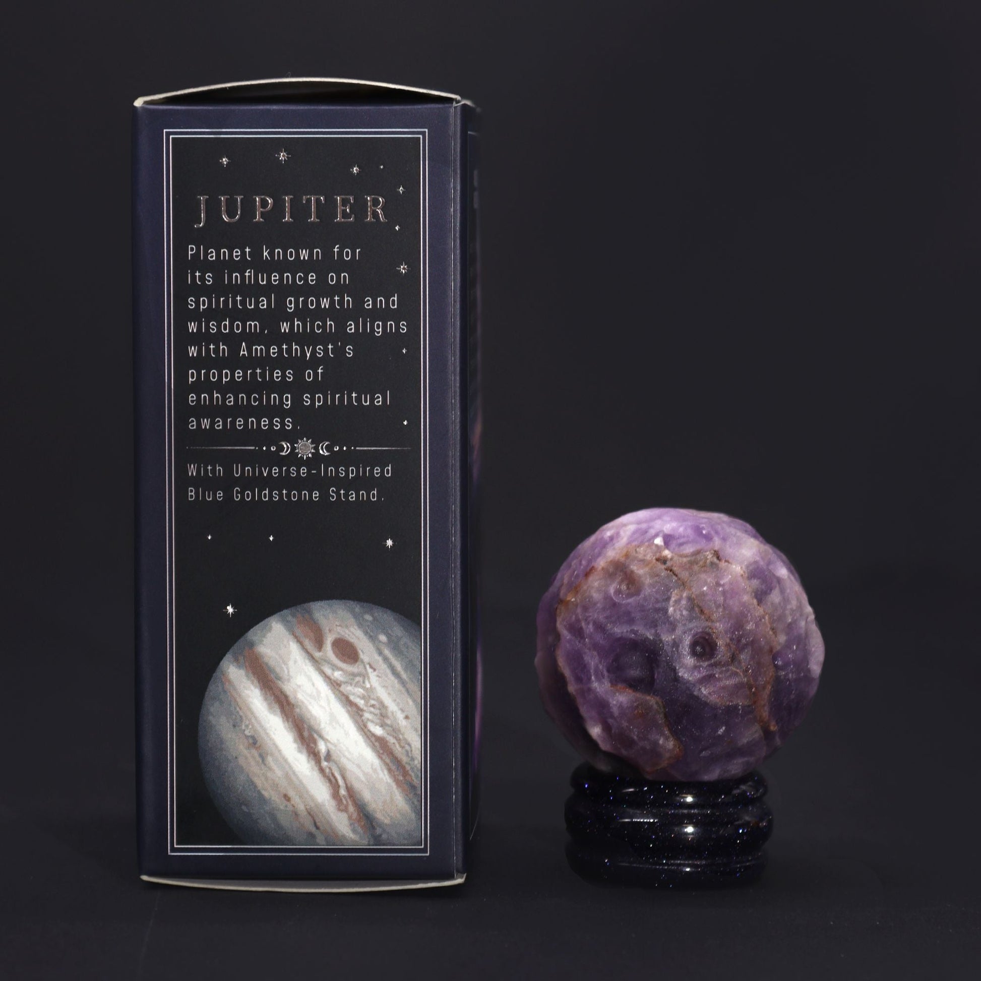 Ametyst Planet on a Sola Goldstone Stand (JUPITER) - Luna Temple