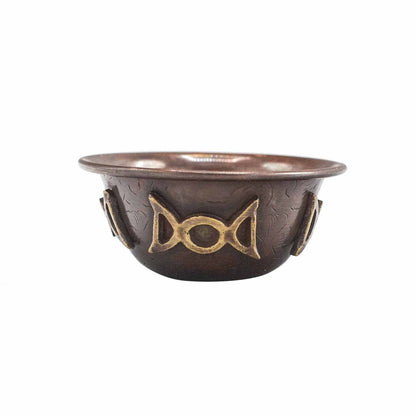 Antique Copper Ritual Bowl with Triple Moon - Luna Temple