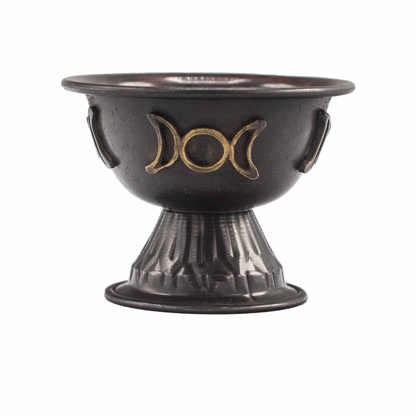 Antique Copper Ritual Chalice with Triple Moon - Luna Temple