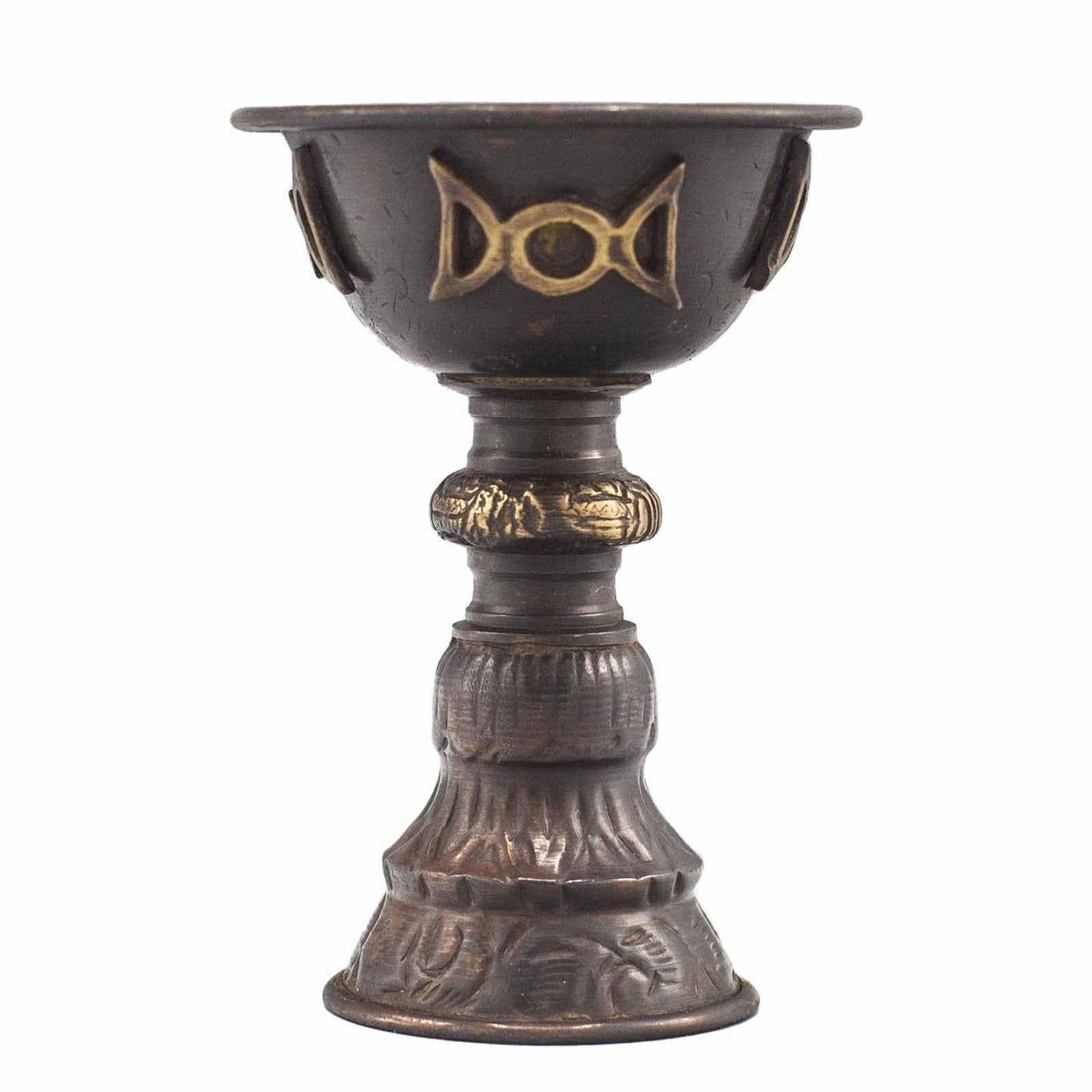 Antique Copper Ritual Goblet with Triple Moon - Luna Temple