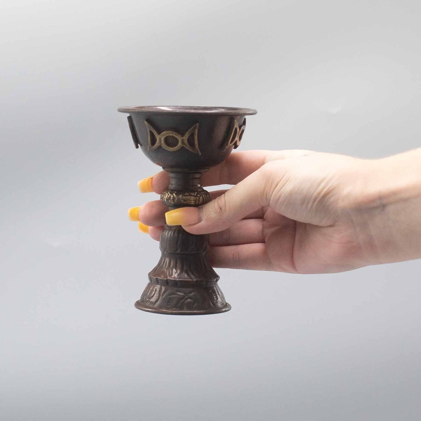 Antique Copper Ritual Goblet with Triple Moon - Luna Temple