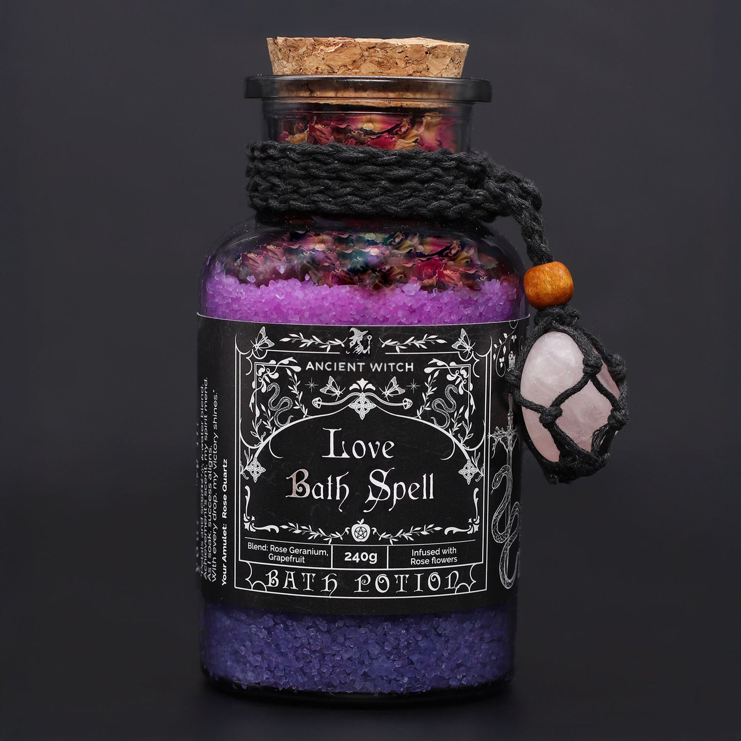 Bath Spell Potion with Rose Quartz Amulet – Love