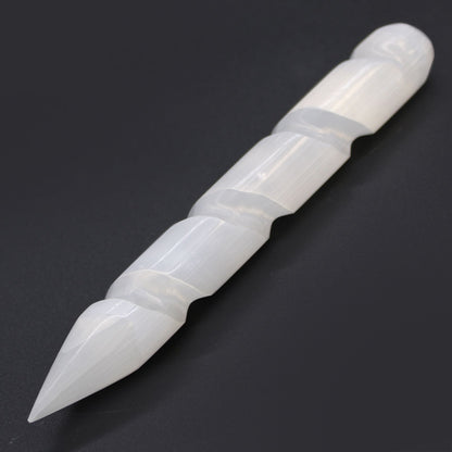 Selenite Spiral Wand – Single Point