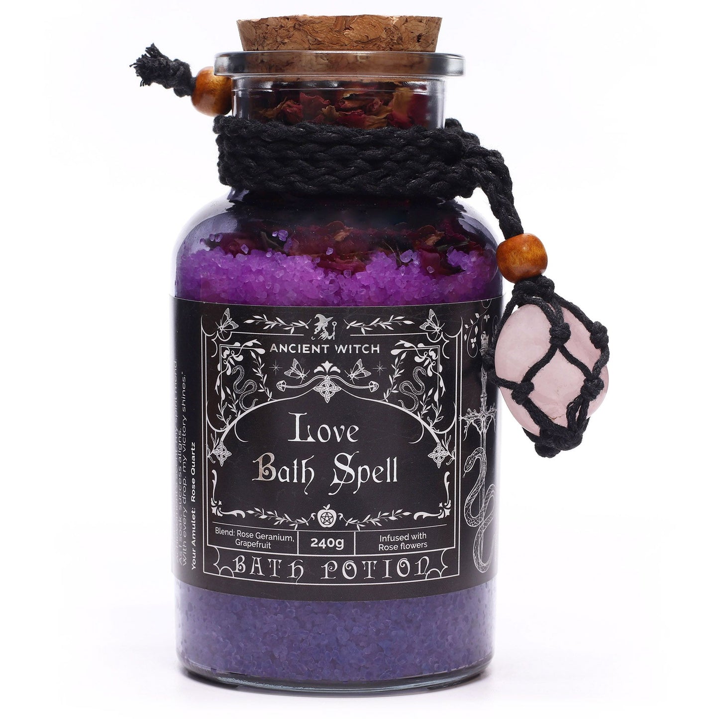 Bath Spell Potion with Rose Quartz Amulet – Love
