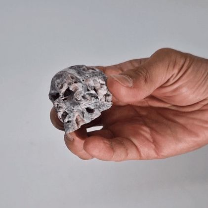 Calcite Geode Skull – Natural Crystal Carving