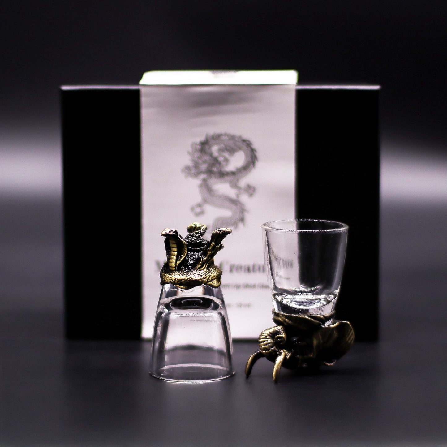 Gift Set of 6 Shot Glasses (50ml) - Mystical Creatures - Antique Bronze