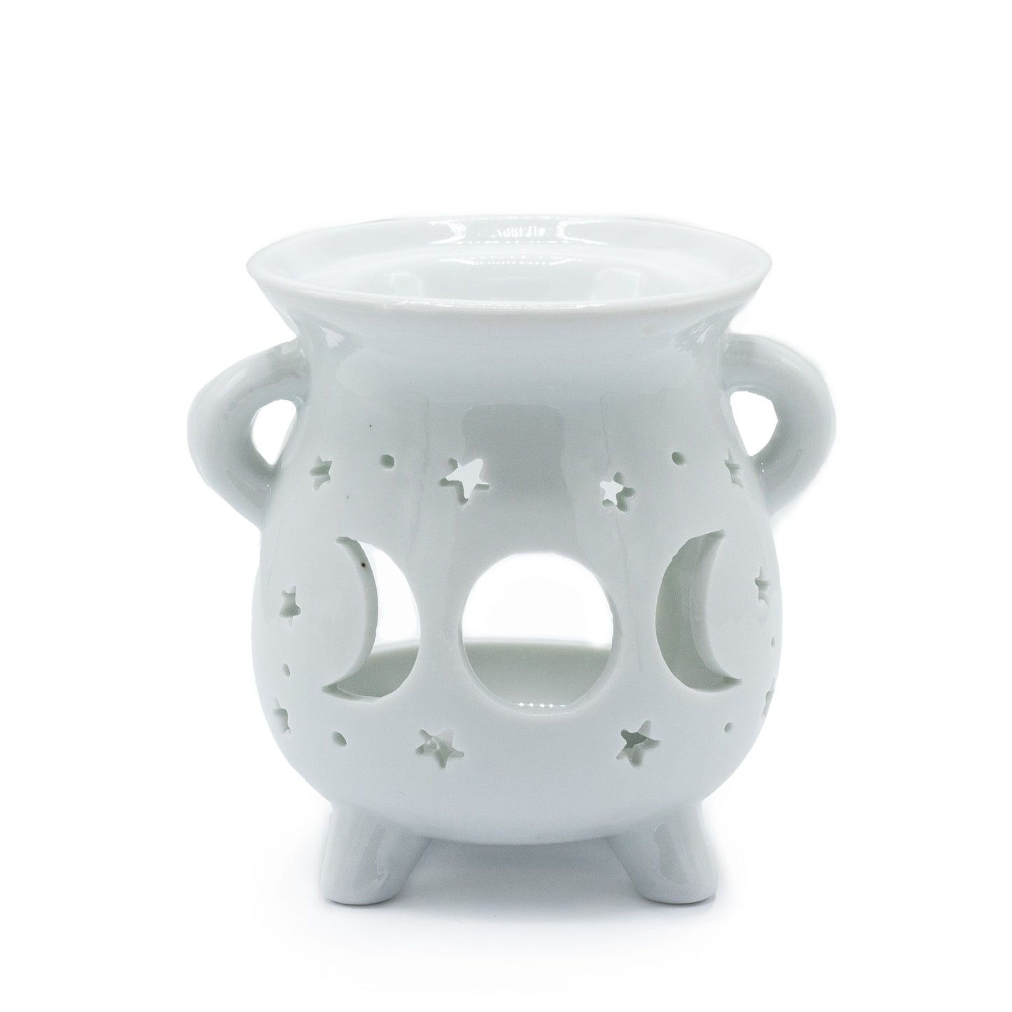 Cauldron Oil Burner – Moon Phase – White