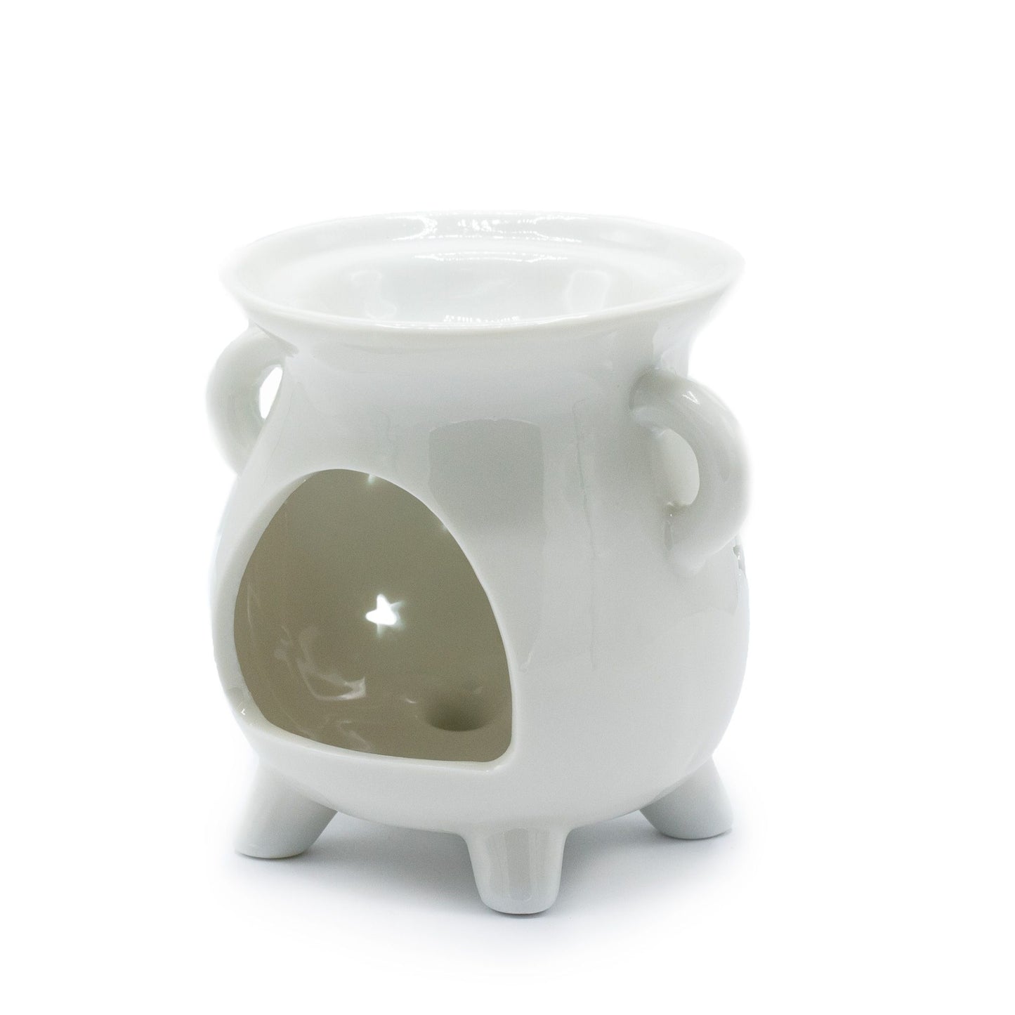 Cauldron Oil Burner – Moon Phase – White