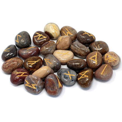 Rune Stone Set in Pouch – Fancy Jasper