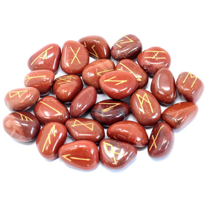 Rune Stone Set in Pouch – Red Jasper
