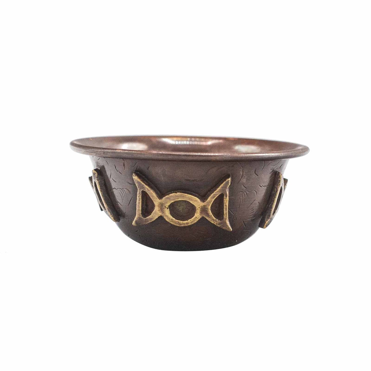 Antique Copper Ritual Bowl with Triple Moon