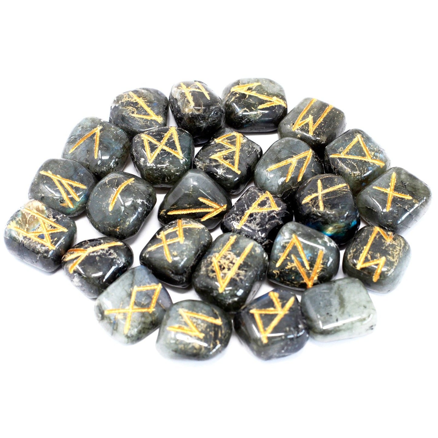 Rune Stone Set in Pouch – Labradorite
