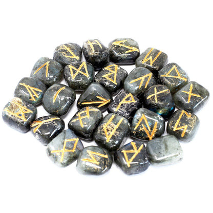 Rune Stone Set in Pouch – Labradorite