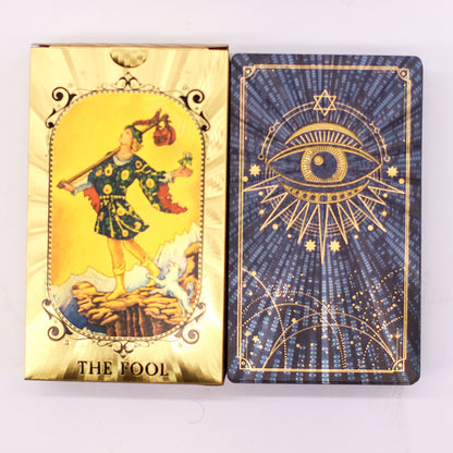 Blue & Gold Foil Tarot Card Set - All Seeing Eye - with booklet