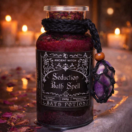Bath Spell Potion with Amethyst Amulet – Seduction - Luna Temple