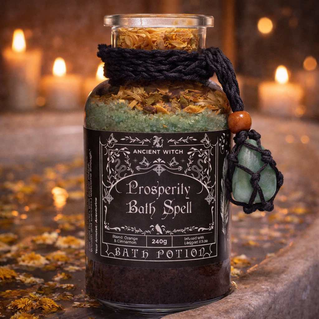 Bath Spell Potion with Aventurine Amulet – Prosperity - Luna Temple