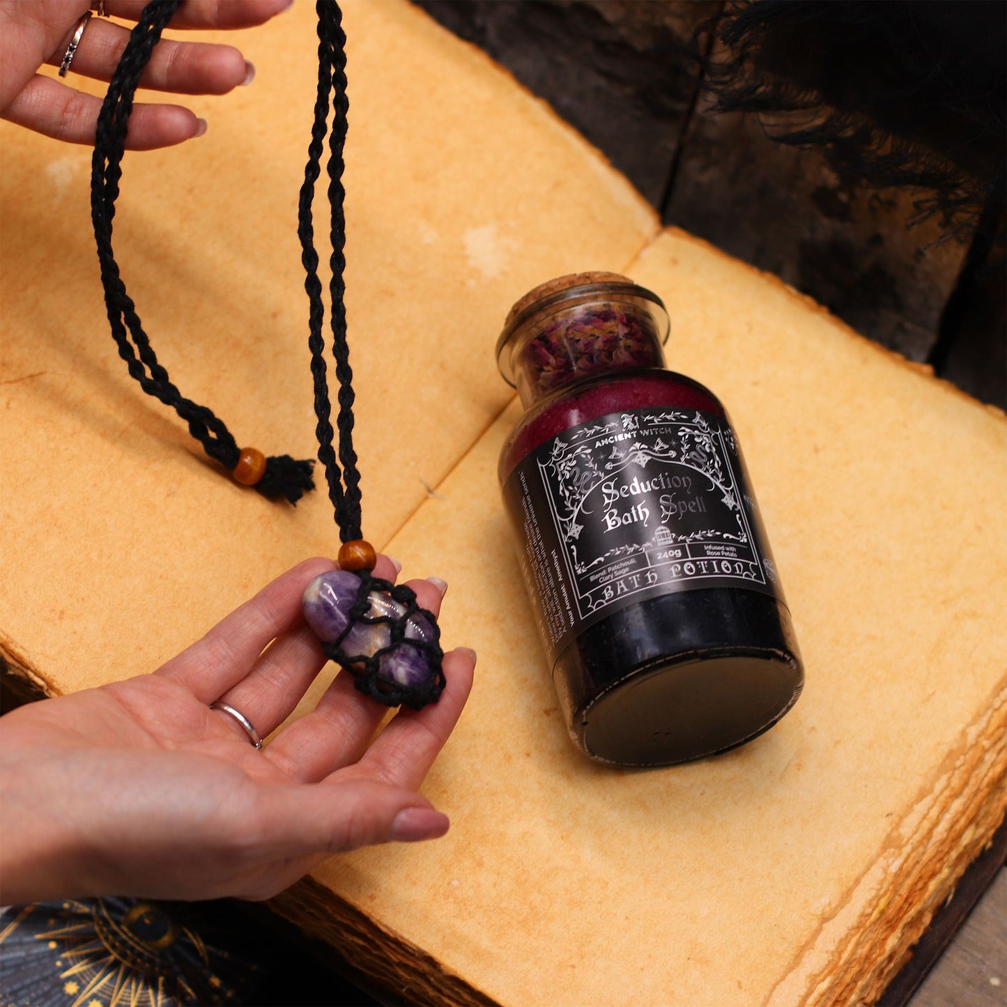 Bath Spell Potion with Citrine Amulet – Success - Luna Temple