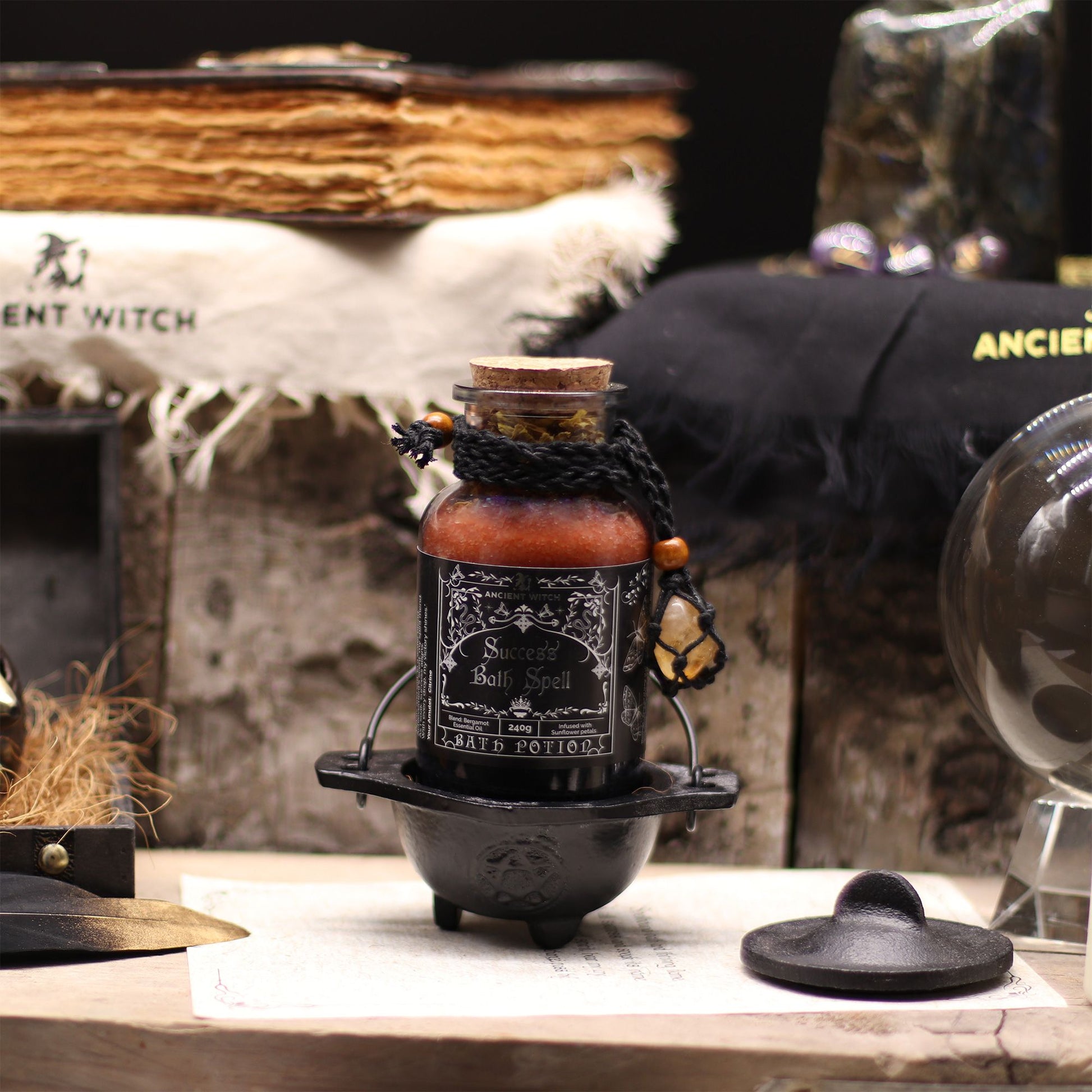 Bath Spell Potion with Citrine Amulet – Success - Luna Temple