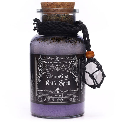 Bath Spell Potion with Rock Crystal Amulet – Cleansing - Luna Temple