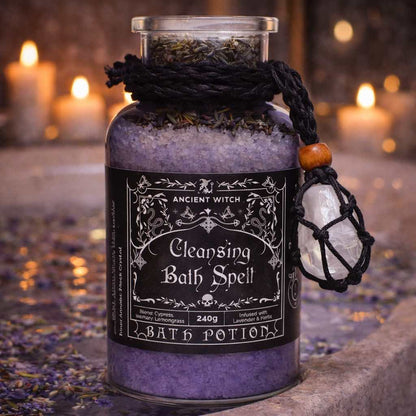 Bath Spell Potion with Rock Crystal Amulet – Cleansing - Luna Temple