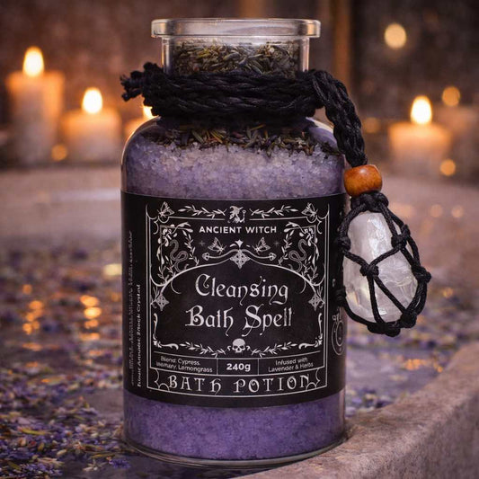 Bath Spell Potion with Rock Crystal Amulet – Cleansing - Luna Temple