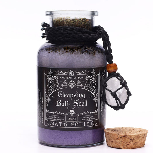 Bath Spell Potion with Rock Crystal Amulet – Cleansing - Luna Temple