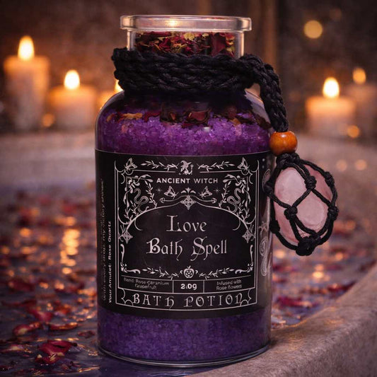 Bath Spell Potion with Rose Quartz Amulet – Love - Luna Temple