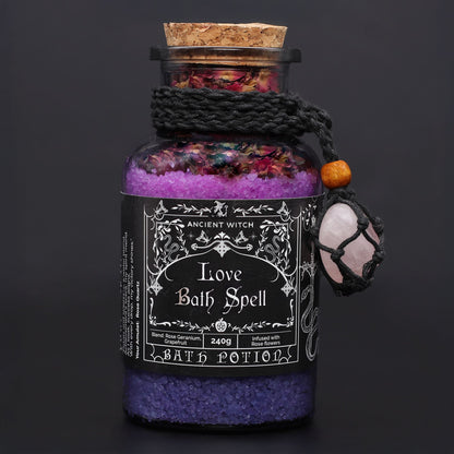 Bath Spell Potion with Rose Quartz Amulet – Love - Luna Temple