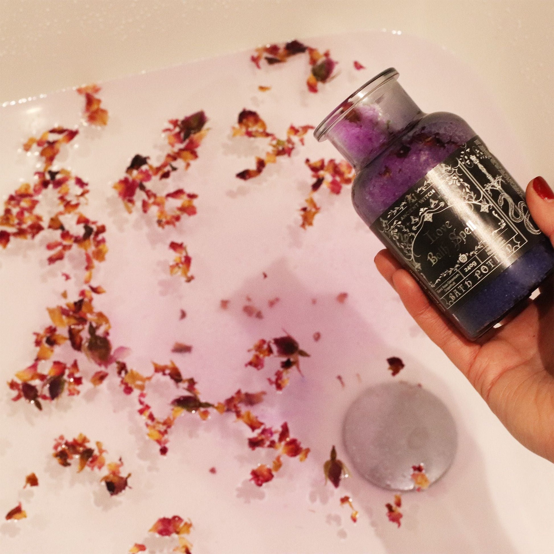 Bath Spell Potion with Rose Quartz Amulet – Love - Luna Temple