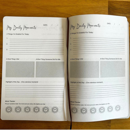 Black Gratitude Journal with Silver Lining - 120 pages - I am Thankful For - Luna Temple