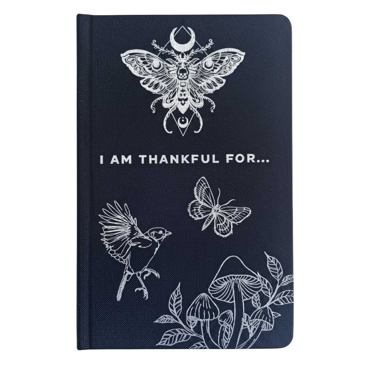 Black Gratitude Journal with Silver Lining - 120 pages - I am Thankful For - Luna Temple
