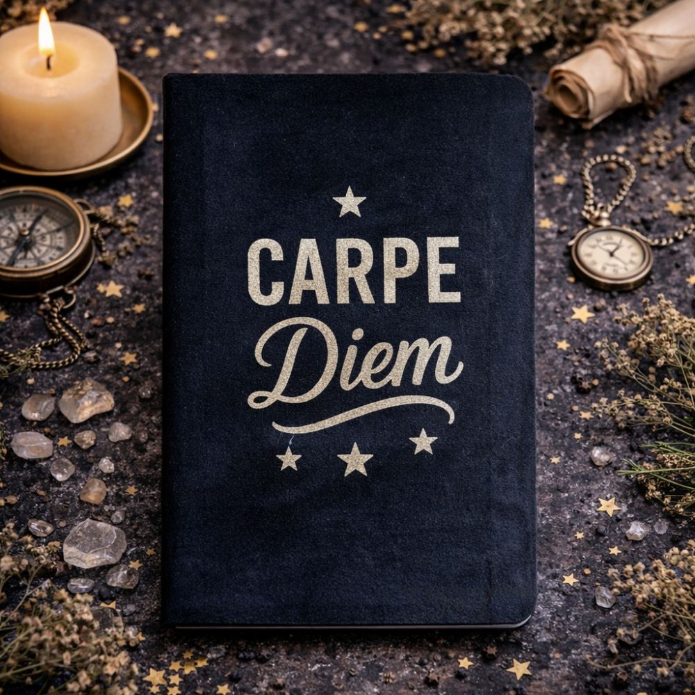 Black Velvet Notebook - 80 pages - Carpe Diem - Luna Temple