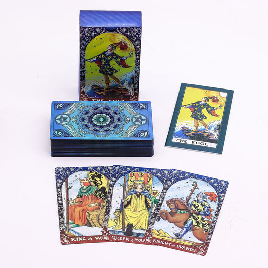 Blue Foil Tarot Card Set - Mandala - with booklet - Luna Temple