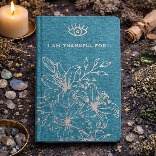 Blue Gratitude Journal with Silver Lining - 120 pages - I am Thankful For - Luna Temple