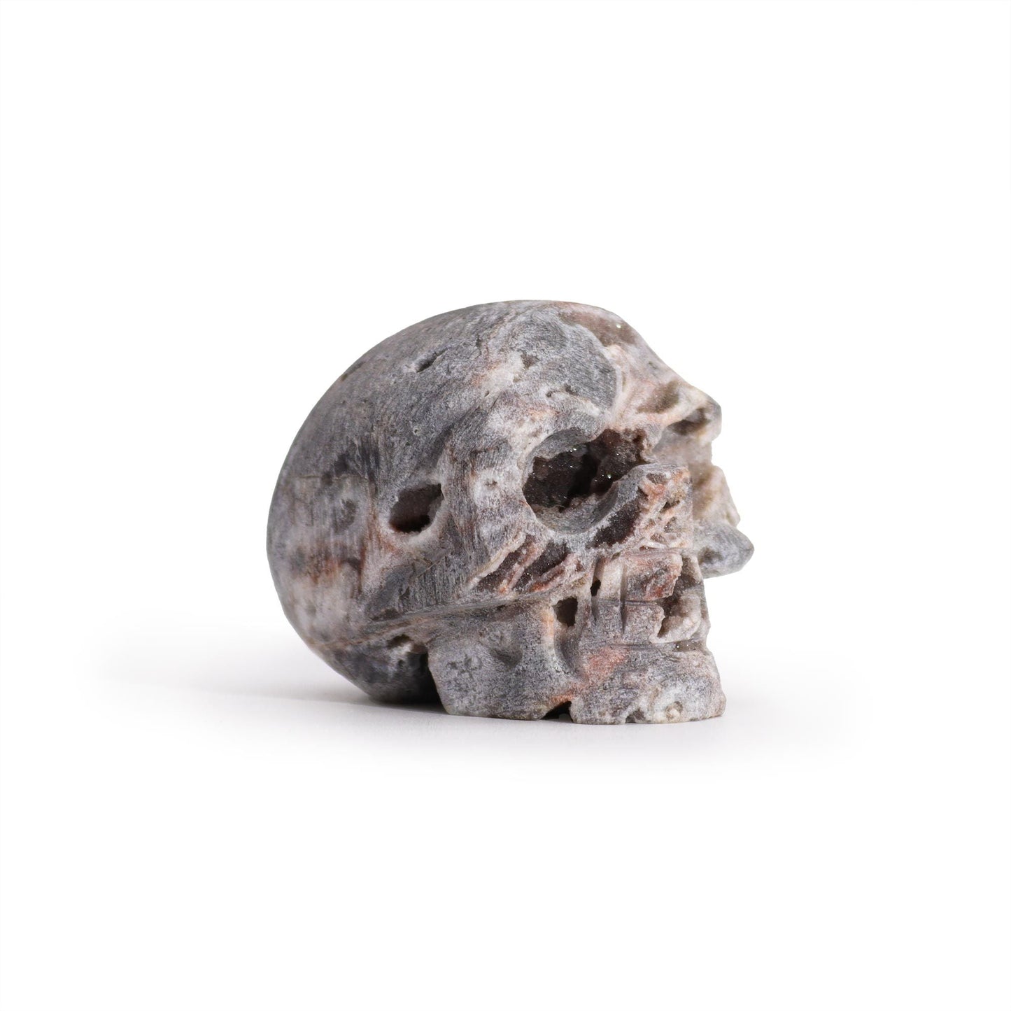 Calcite Geode Skull – Natural Crystal Carving - Luna Temple