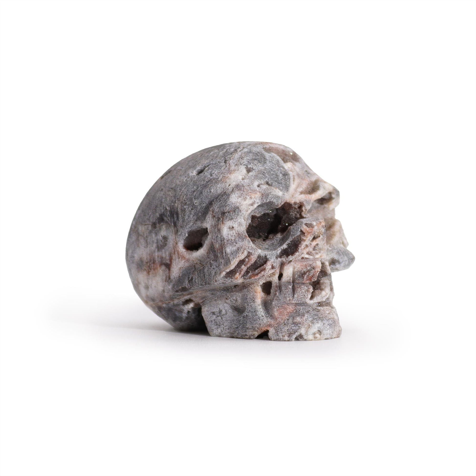 Calcite Geode Skull – Natural Crystal Carving - Luna Temple